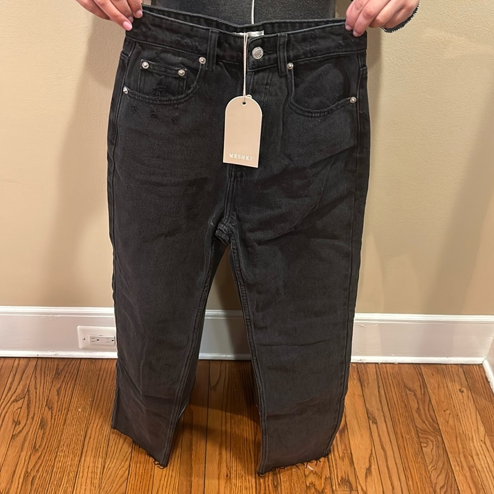 MESHKI Tina Mom Jeans Size 6 Color Washed Black